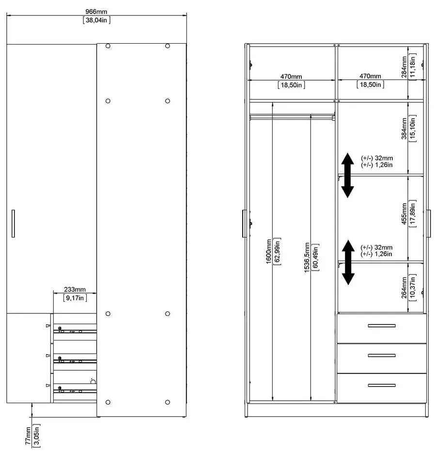 Szafa w dekorze dębu 99x200 cm Sprint – Tvilum