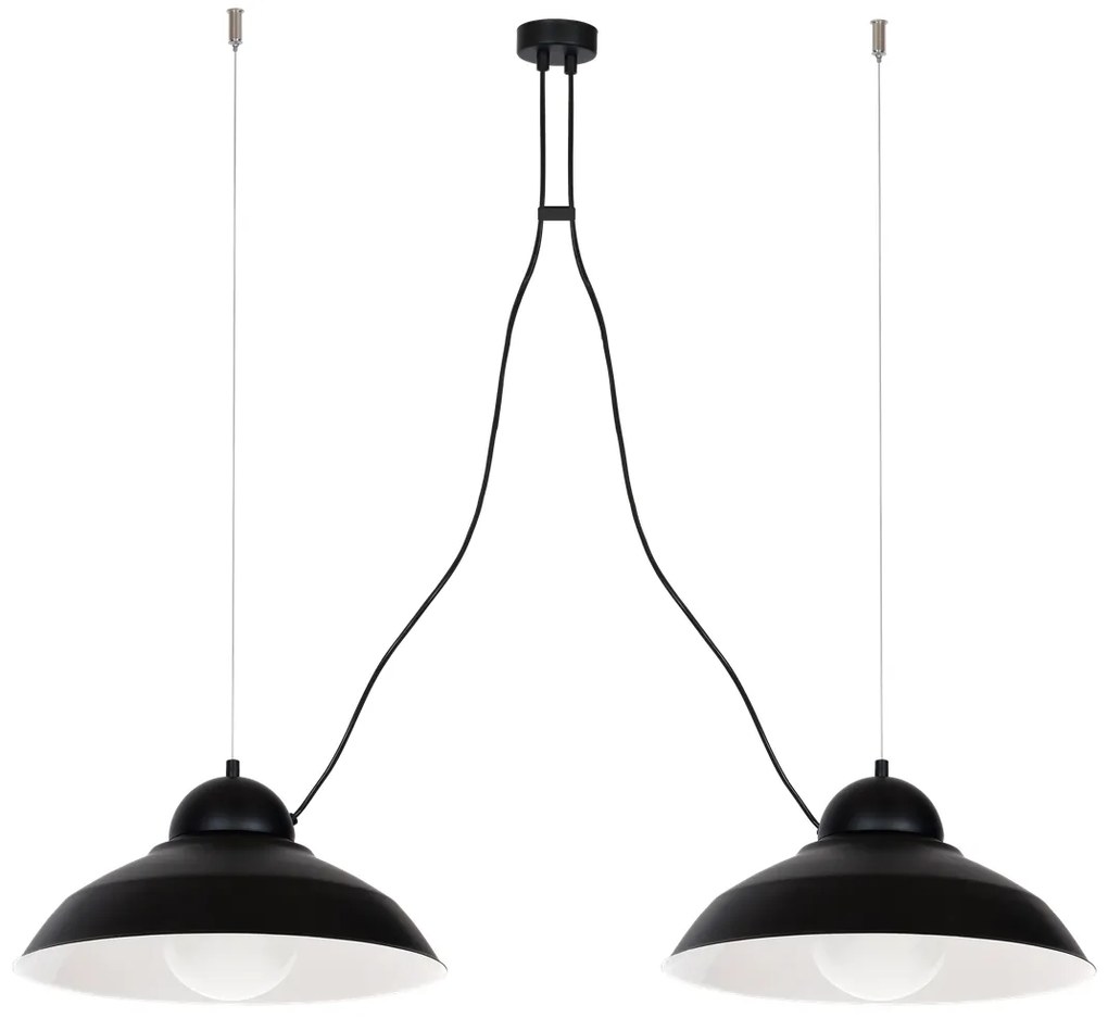 Lampa wisząca industrialna, czarna, podwójna GUSTAV BLACK 2xE27