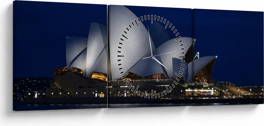 Obraz Sydney w nocy (z zegarem) (90x30 cm)