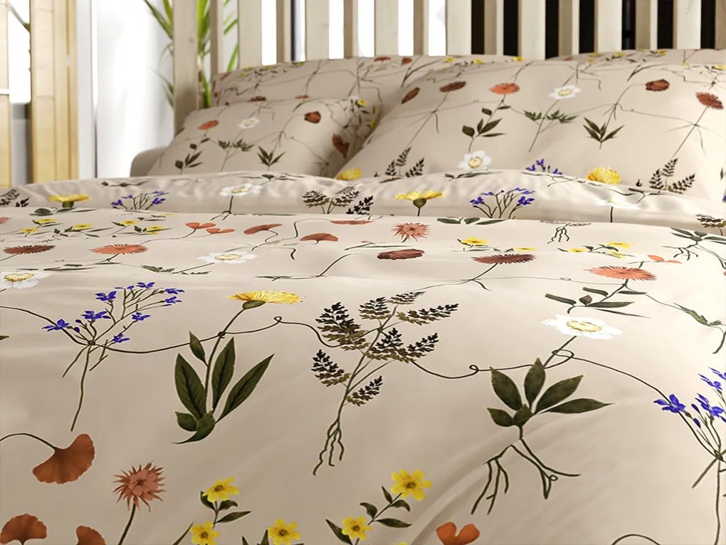 PrzytulneMieszkanie.pl PrzytulneMieszkanie.pl Pościel z mikrofibry HERBAR beżowa Rozmiar pościeli: 2 szt 70 x 90 cm | 200 x 220 cm