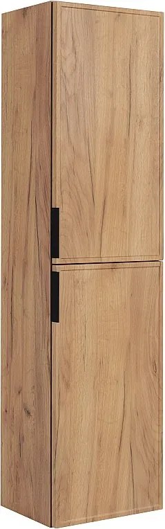 Szafka łazienkowa, dąb Gold Craft, uchwyt czarny, 27 x 35 x 136 cm