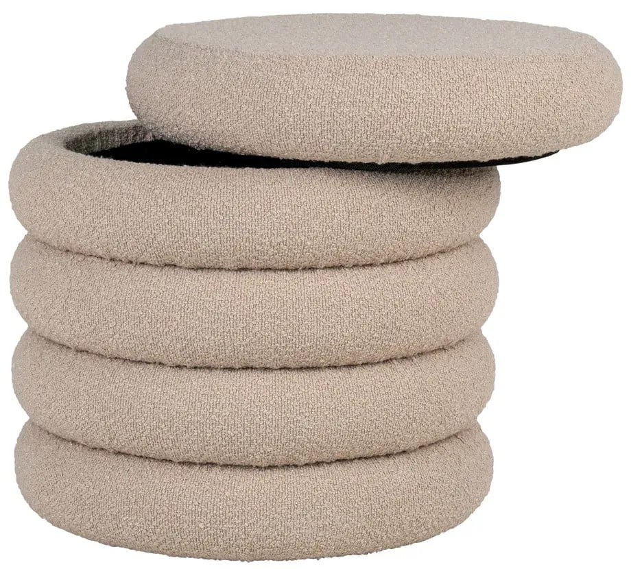 Beżowy puf z materiału bouclé Brooklyn – House Nordic