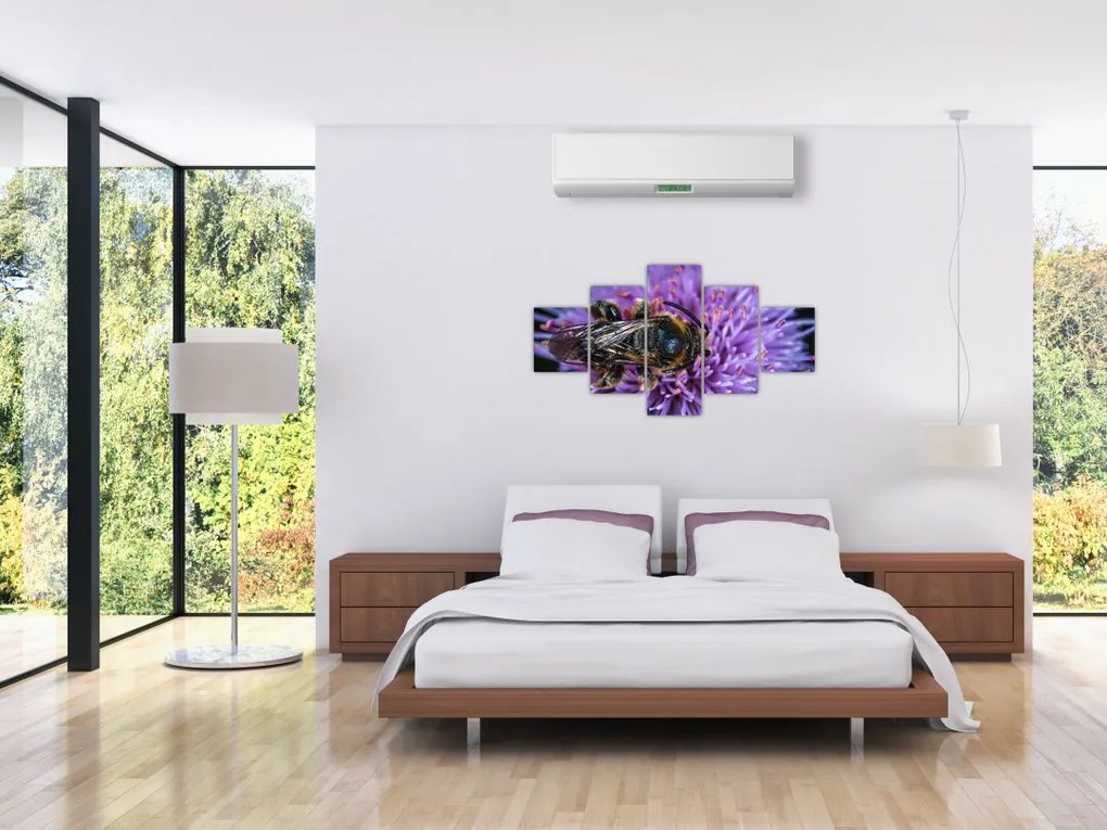 Obraz pszczoły na kwiatku (125x70 cm)
