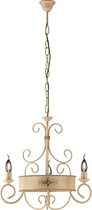 Żyrandol Baltimora z trzema światłami, lakierowany na kolor kości słoniowej, wykończenie decape, 113 x 54 cm BL183-3-AV