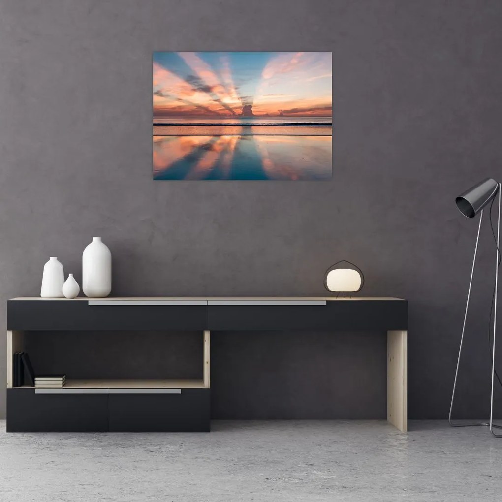 Obraz na szkle promieni słonecznych nad plażą Dayton (70x50 cm)