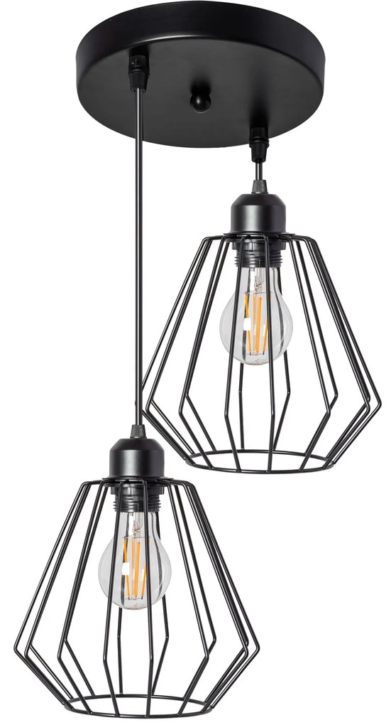 Lampa Sufitowa Wisząca Podwójna Metalowa Loft 392196