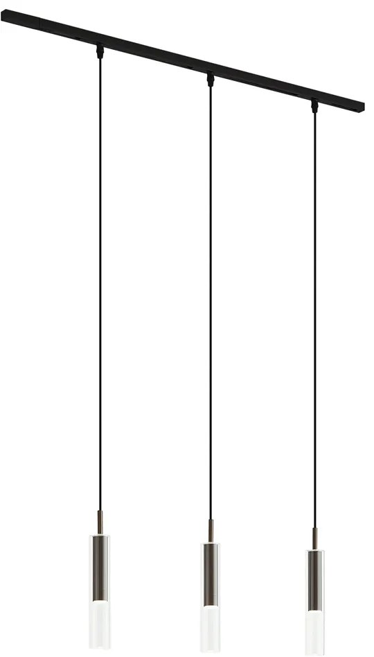 Nowoczesny system szynowy czarny z 3 lampami wiszącymi ciemny brąz 1-fazowy - Slimline Loyce