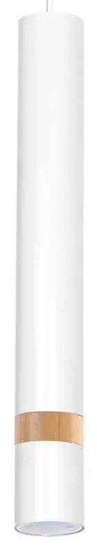 Lampa wisząca, biała/drewno tuba JOKER WHITE/WOOD 1xGU10