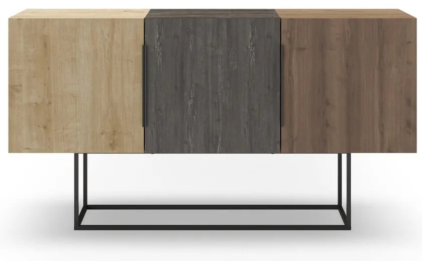 Brązowa niska komoda w dekorze dębu 150x80 cm Titan – Marckeric