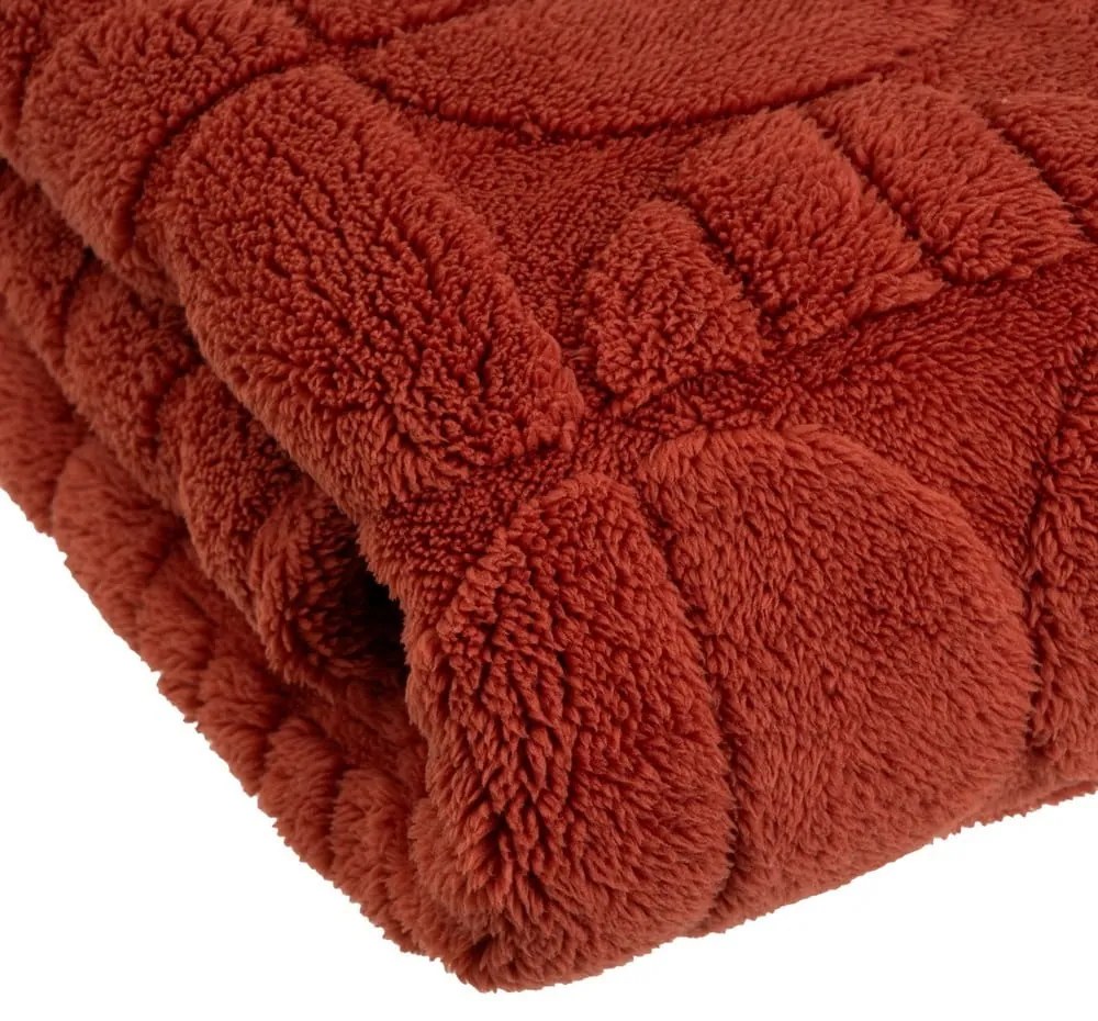 Ceglasty koc z mikropluszu 130x160 cm Mid Century – Casa Selección