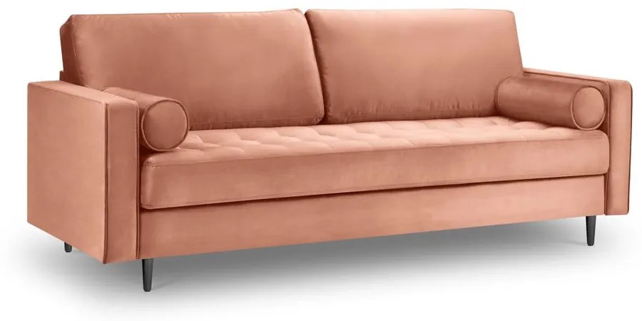 Różowa aksamitna sofa Milo Casa Santo, 219 cm