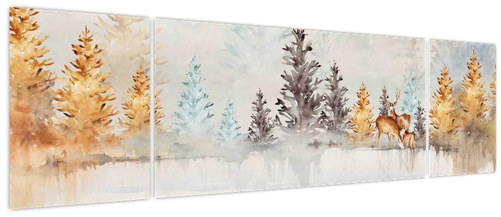 Obraz - Akwarelowy las (170x50 cm)