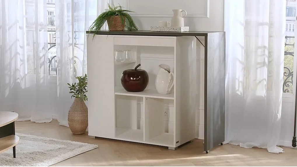 Obrotowa szafka barowa SATURNE – kolor biały i szary