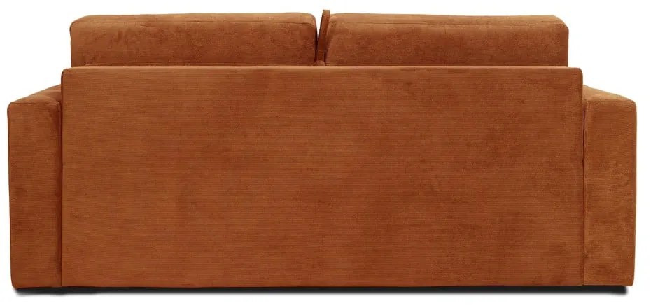 Pomarańczowa sztruksowa sofa rozkładana Scandic Elbeko