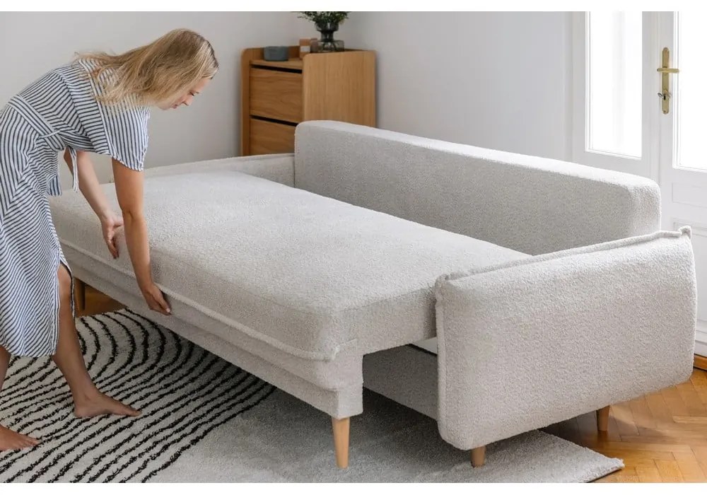 Zielona rozkładana sofa z materiału bouclé 215 cm Patti – Bonami Selection