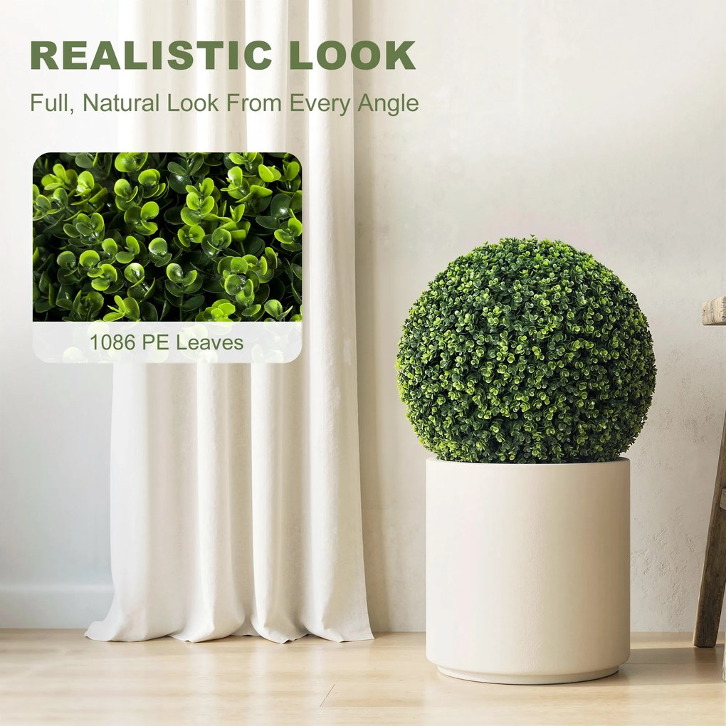 HOMCOM Zestaw 2 Kul Eukaliptusowych Ø52 cm, Odporne na UV Sztuczne Rośliny Dekoracyjne z 1086 Liśćmi do Wnętrz i Na Zewnątrz | Aosom PL