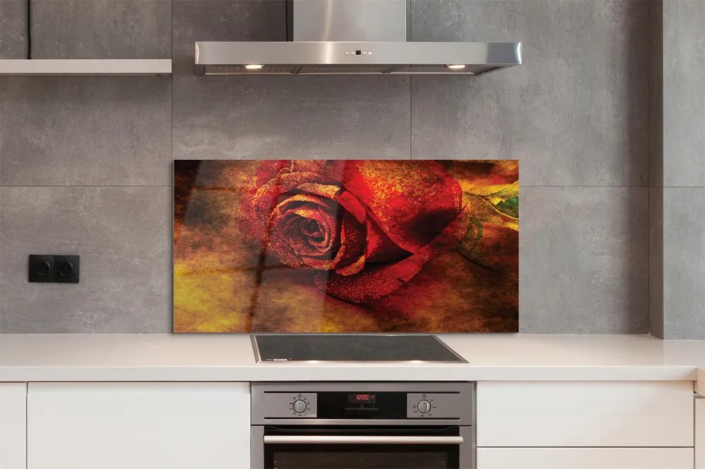Panel szklany do Kuchni Malarski Obraz Róży