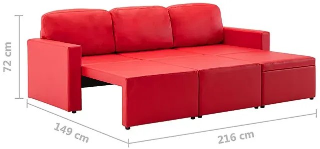 Rozkładana sofa modułowa czerwona - Odi 4Q