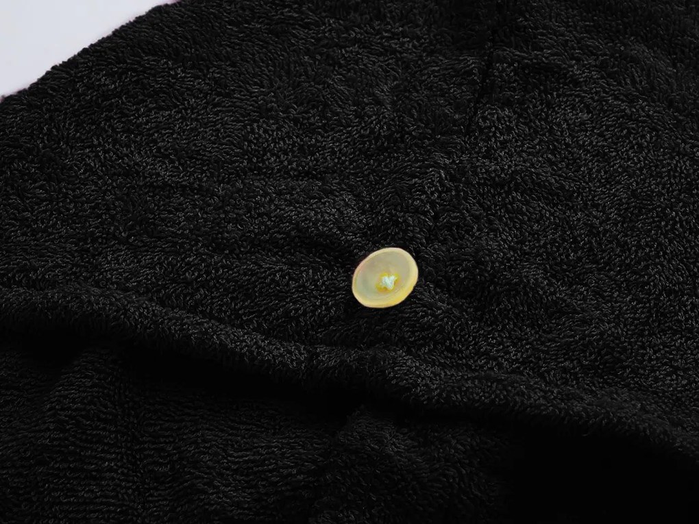 Szybkoschnący turban do włosów frotte czarny, 100% bawełna