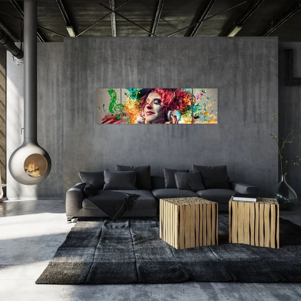 Obraz - Artystka ze słuchawkami (170x50 cm)