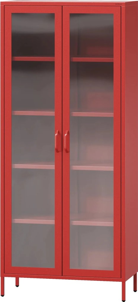 Metalowa witryna wysoka Modern Angelo czerwona