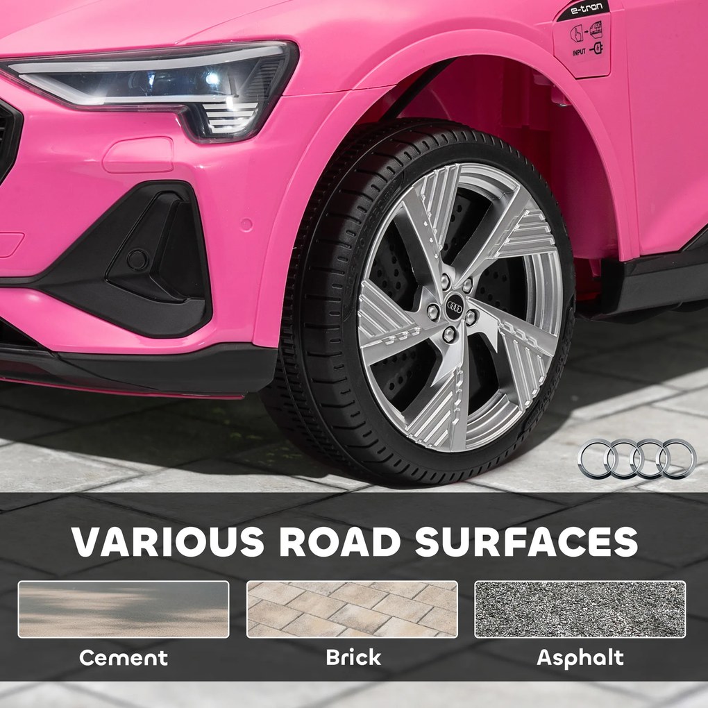 HOMCOM Elektryczny samochód dla dzieci 12V Audi E-tron z pilotem, pasem bezpieczeństwa, dla 3-5 lat