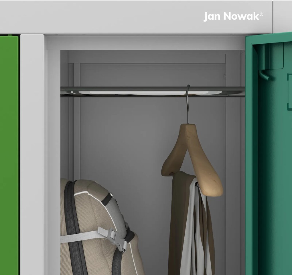 Kolorowa szatnia szkolna 10-skrytkowa Bartuś 136x45x150 cm