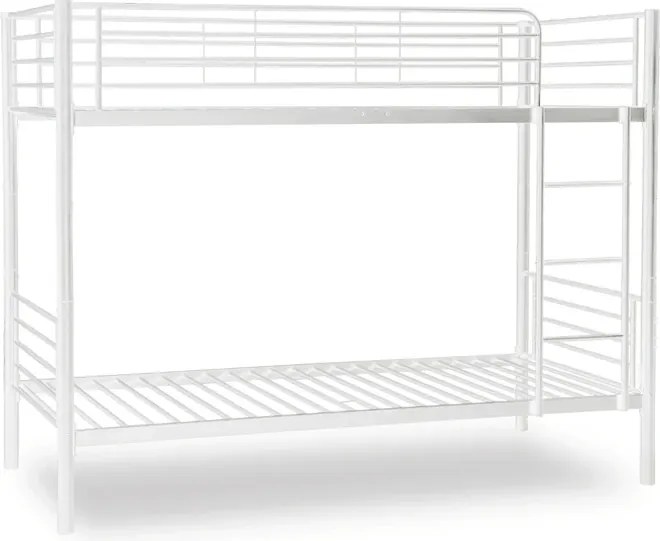 Łóżko Piętrowe Dla Dzieci 90x200 cm RODEZ Metalowe Białe Loft