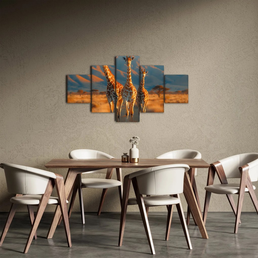Obraz - Żyrafy na pastwisku (125x70 cm)