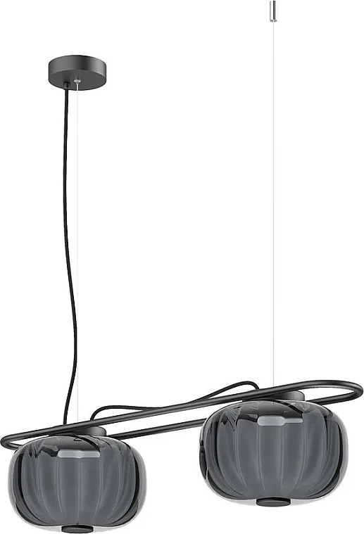 Lampa sufitowa KRISTA w stylu klasycznym - 2x LED SMD AC 10W - 1660lm i 2700K - klosz szklany ø24 cm x wys. 130 cm - Stalowo-niebieski - IP20