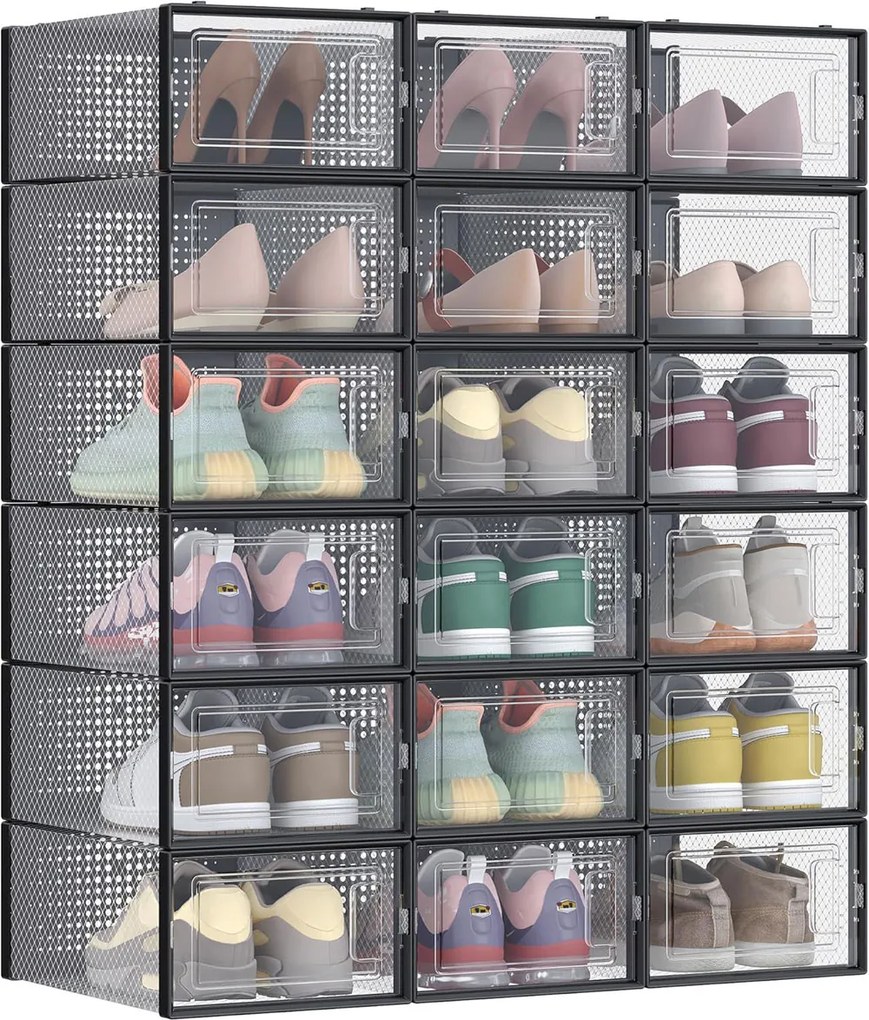 Organizer na buty MARI, 18 przegródek, przezroczysta/czarna SongmicsHome
