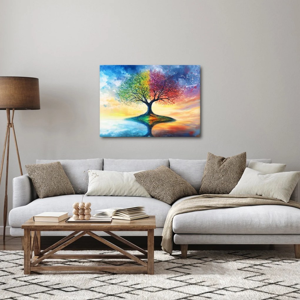 Obraz – Malowane drzewo czterech pór roku (70x50 cm)
