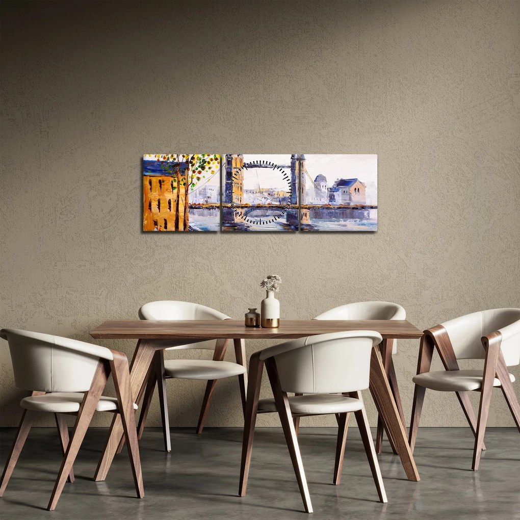 Obraz - Obraz miasta (z zegarem) (90x30 cm)