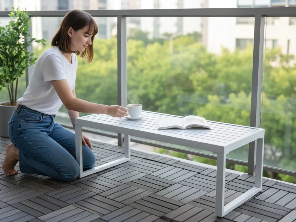 Stolik na balkon MOSTRARE białe aluminium