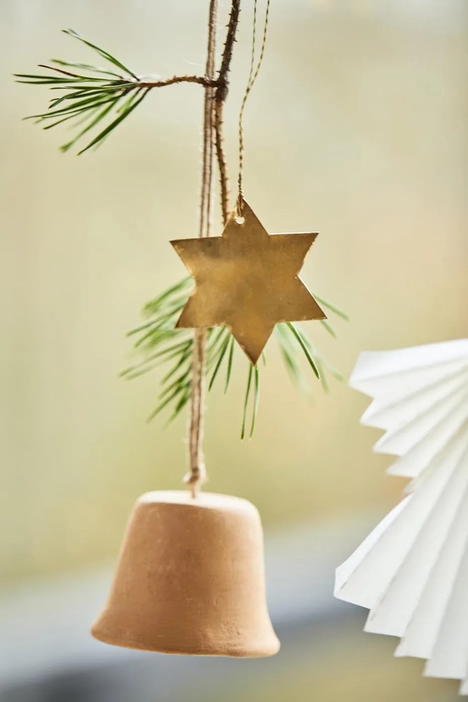 IB Laursen Wisząca ozdoba gliniana CHRISTMAS BELL brązowy