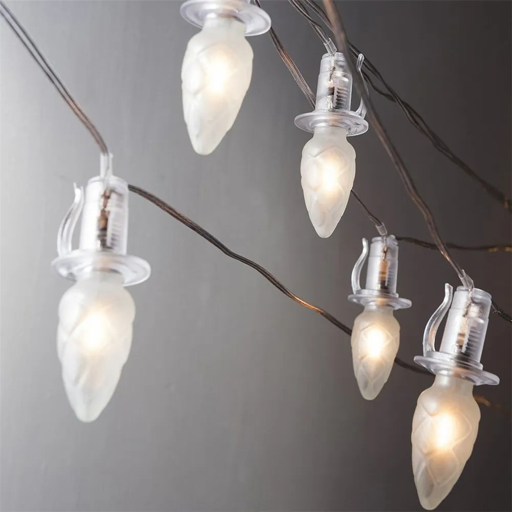 Łańcuch świetlny Szyszka, 20 żarówek LED Filament,przezroczysty kabel, przedłużenie