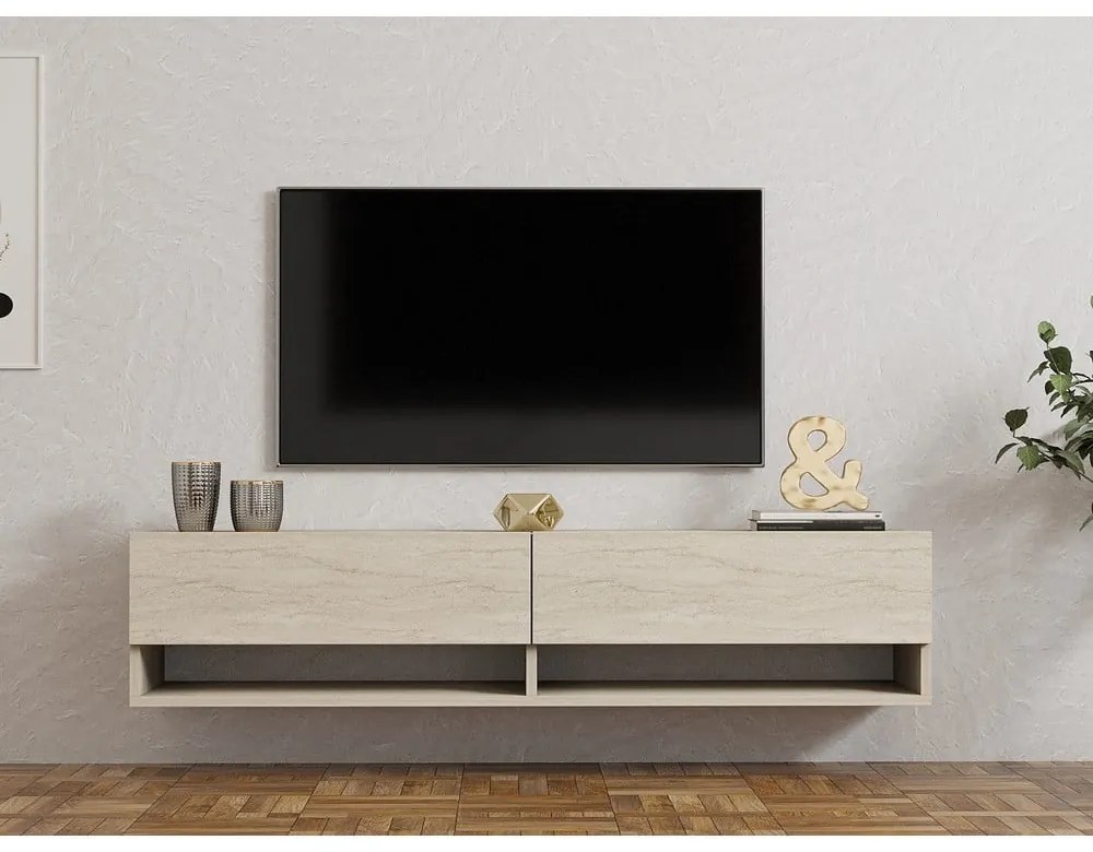 Beżowa szafka pod TV 141x31x30 cm Arges – Kalune Design