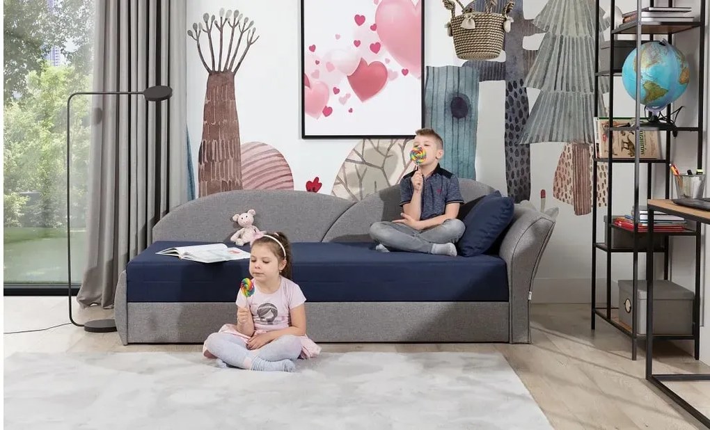 Sofa rozkładana z funkcją spania AGA granatowa/zielona lewa ELTAP