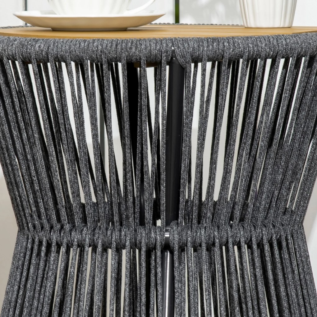 Outsunny Stół Ogrodowy Boho Rattan PE Odporny na Warunki Atmosferyczne Czarny Naturalny 39x39x49cm | Aosom PL