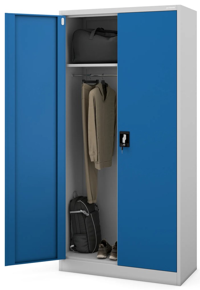 Szafa gospodarcza zamykana DAWID 900 x 1850 x 450 mm, szaro-niebieska