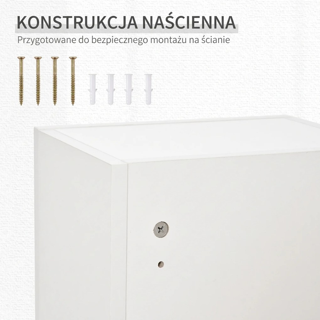 Szafka ścienna Kleankin z regulowanymi półkami, biała płyta wiórowa E1, zamykana na klucz, 30x20x70 cm | Aosom PL
