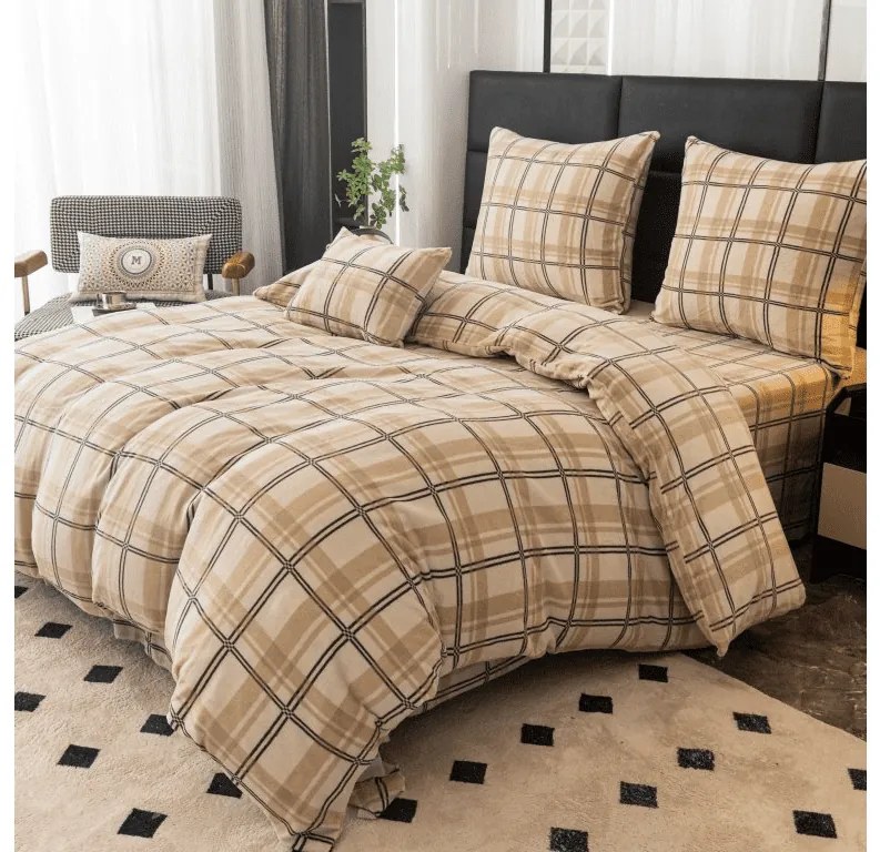 PrzytulneMieszkanie.pl PrzytulneMieszkanie.pl Pościel z mikropluszu PLAID kremowa Rozmiar pościeli: 2 szt 70 x 90 cm | 200 x 220 cm