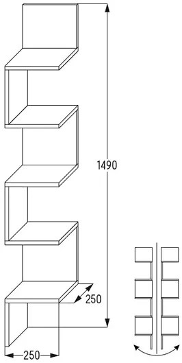 Szara narożna półka ścienna na książki T5-P11