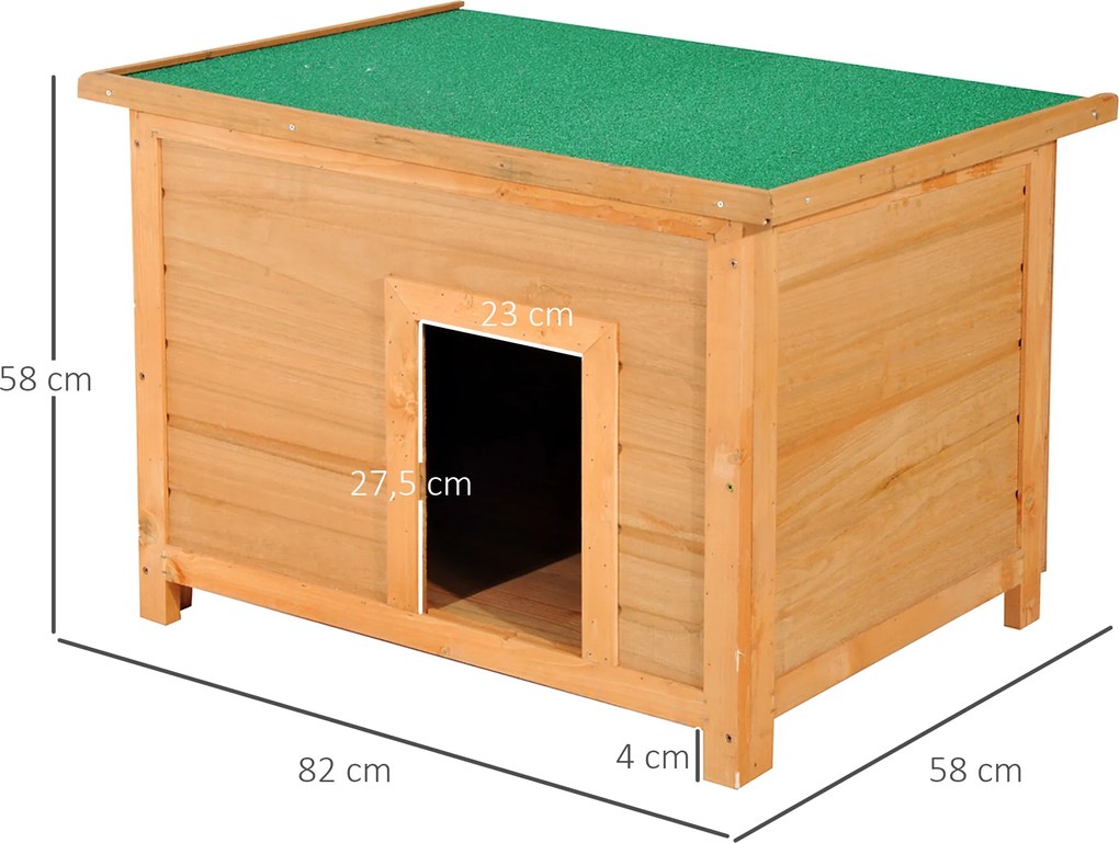 PawHut Buda dla psa Domek drewniany Legowisko Żółto-zielony 82x58x58cm Odporny na warunki atmosferyczne | Aosom PL