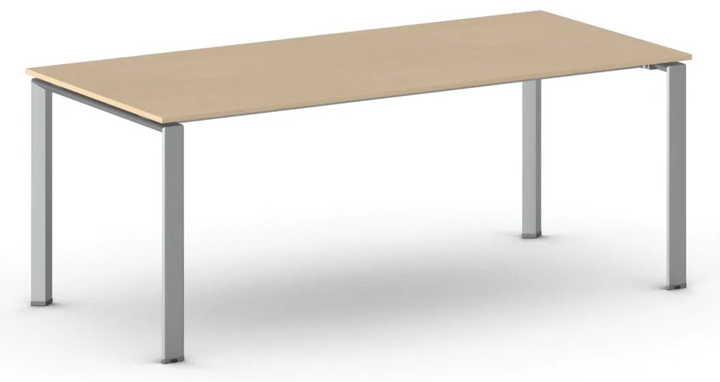Stół konferencyjny do biura PRIMO INFINITY, 200x90 cm, szaro-srebrna podstawa, buk