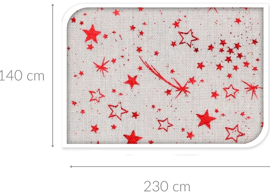 Obrus na stół świąteczny, małe gwiazdki, 140 x 230 cm