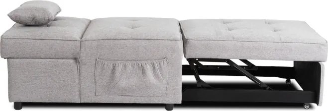 Fotel Wypoczynkowy Rozkładany IBERIS 80 cm Szary Tapicerowany Nowoczesny