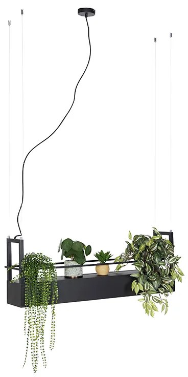 Industrialna lampa wisząca czarna z półką 4-światła GU10 - Cage RackPrzemysłowy Oswietlenie wewnetrzne