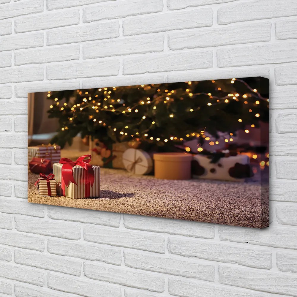 Obraz drukowany na płótnie Prezenty i Choinka