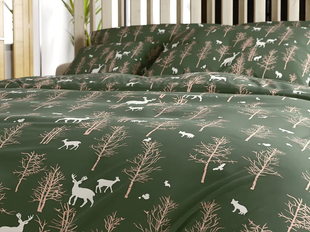 PrzytulneMieszkanie.pl PrzytulneMieszkanie.pl Pościel z mikrofibry OAK DEER ciemnozielony Rozmiar pościeli: 70 x 90 cm | 140 x 200 cm